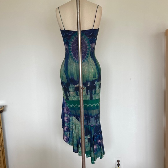 Mandalay Y2K asymmetrical cocktail dress, sequins, cowl neck, spaghetti straps 4 - Picture 6 of 12